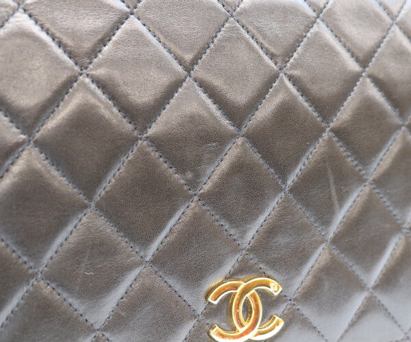 CHANEL シャネル 5番 A03568 黒 ラム フルフラップ G金具 プッシュロック マトラッセ23 バッグ ショルダーバッグ