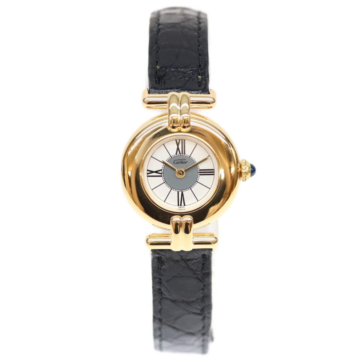 Cartier カルティエ 80-90s 925 マストコリゼSMヴェルメイユ センターグレイ文字盤 QZ 時計 腕時計