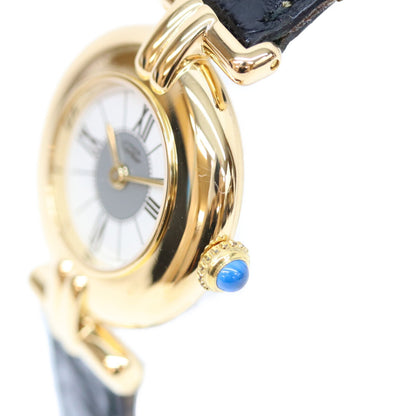Cartier カルティエ 80-90s 925 マストコリゼSMヴェルメイユ センターグレイ文字盤 QZ 時計 腕時計