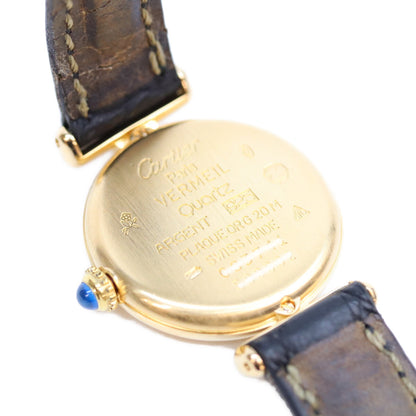 Cartier カルティエ 80-90s 925 マストコリゼSMヴェルメイユ センターグレイ文字盤 QZ 時計 腕時計