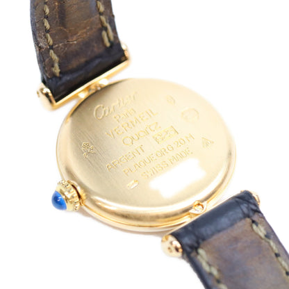 Cartier カルティエ 80-90s 925 マストコリゼSMヴェルメイユ センターグレイ文字盤 QZ 時計 腕時計