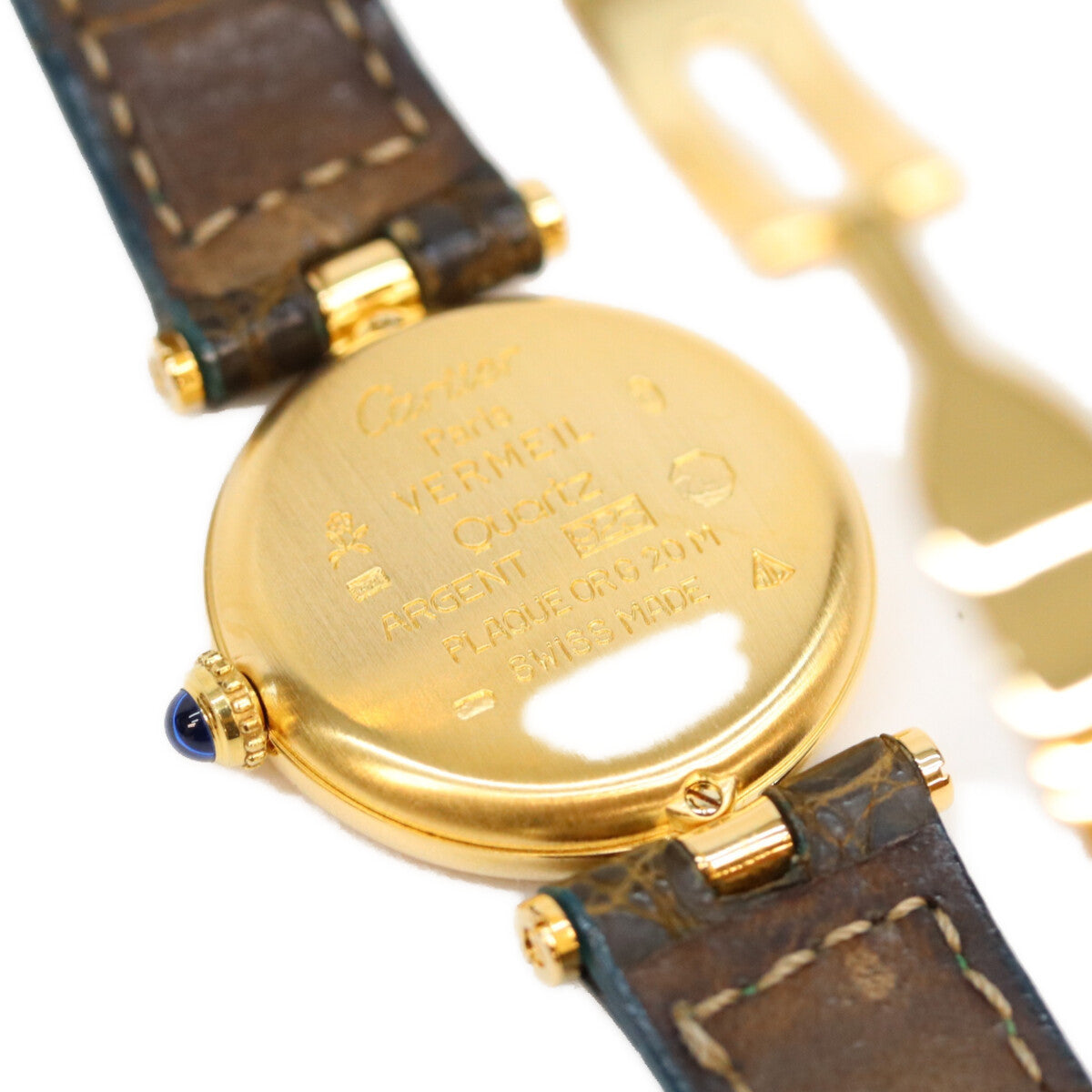 Cartier カルティエ 94s 925 マストヴァンドームSM ヴェルメイユ クロコ シルバーオパラン文字盤 QZ 時計 腕時計