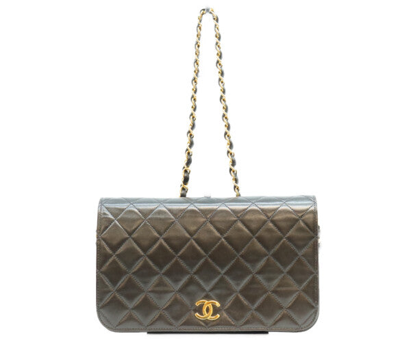 CHANEL シャネル 5番 A03568 黒 ラム フルフラップ G金具 プッシュロック マトラッセ23 バッグ ショルダーバッグ