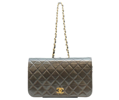 CHANEL シャネル 5番 A03568 黒 ラム フルフラップ G金具 プッシュロック マトラッセ23 バッグ ショルダーバッグ