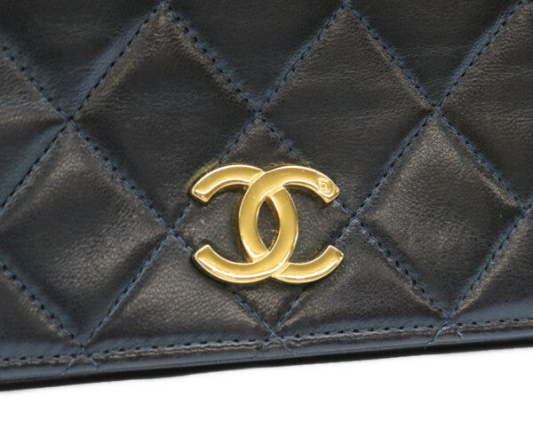 CHANEL シャネル 5番 A03568 黒 ラム フルフラップ G金具 プッシュロック マトラッセ23 バッグ ショルダーバッグ