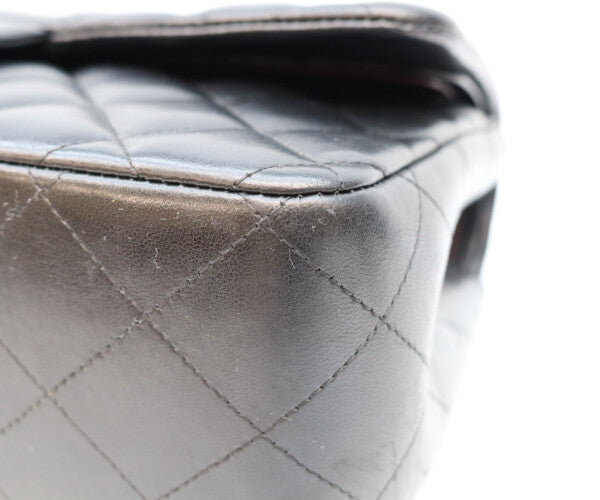 CHANEL シャネル 18番 A58600 黒 ラム シルバー金具 ダブルフラップ デカマトラッセ30 バッグ ショルダーバッグ