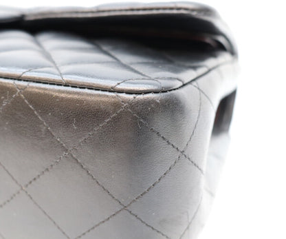 CHANEL シャネル 18番 A58600 黒 ラム シルバー金具 ダブルフラップ デカマトラッセ30 バッグ ショルダーバッグ