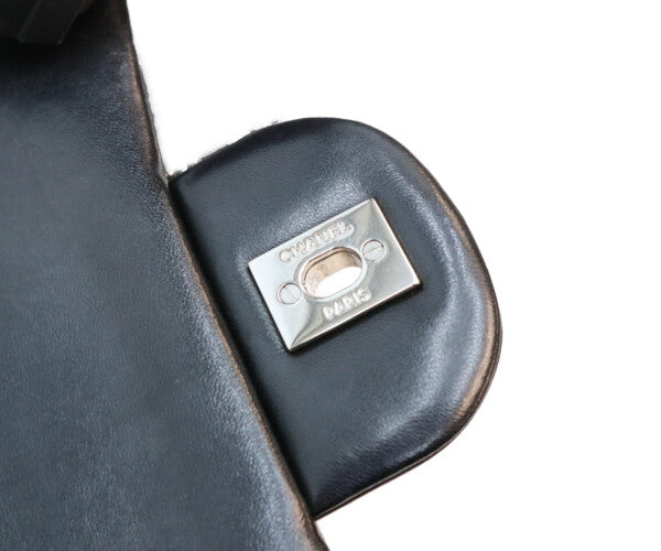 CHANEL シャネル 18番 A58600 黒 ラム シルバー金具 ダブルフラップ デカマトラッセ30 バッグ ショルダーバッグ
