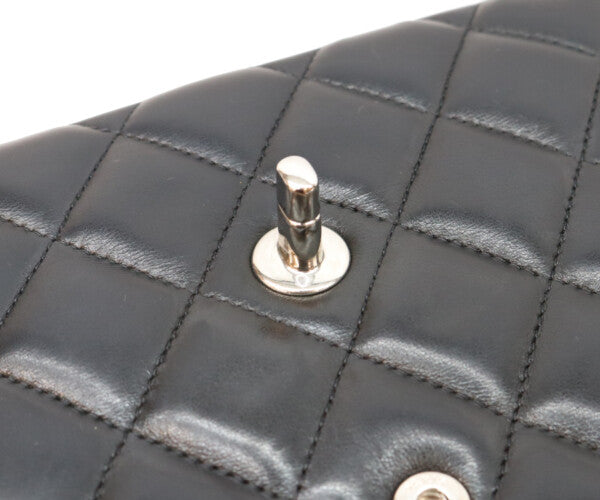 CHANEL シャネル 18番 A58600 黒 ラム シルバー金具 ダブルフラップ デカマトラッセ30 バッグ ショルダーバッグ