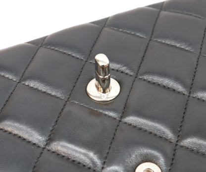 CHANEL シャネル 18番 A58600 黒 ラム シルバー金具 ダブルフラップ デカマトラッセ30 バッグ ショルダーバッグ