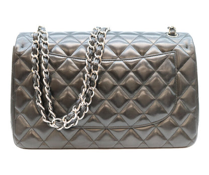 CHANEL シャネル 18番 A58600 黒 ラム シルバー金具 ダブルフラップ デカマトラッセ30 バッグ ショルダーバッグ