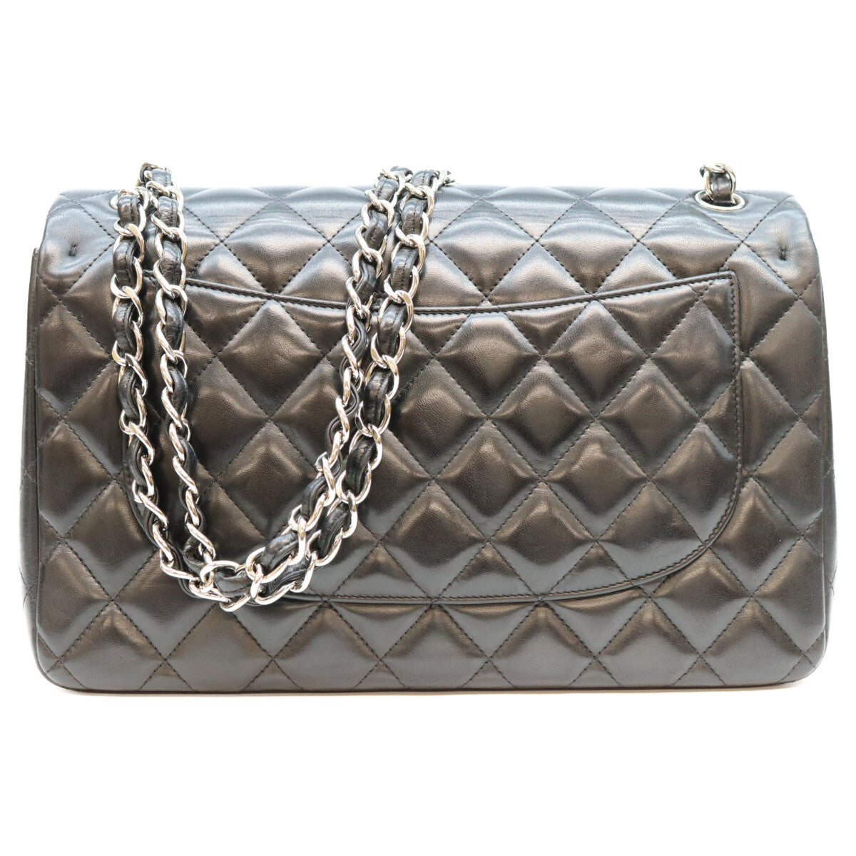 CHANEL シャネル No. 18 A58600 Black Lambskin Silver Hardware Double-Flap Maxi Matelassé 30 Bag Shoulder Bag