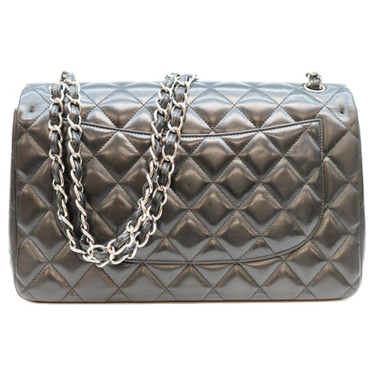 CHANEL シャネル No. 18 A58600 Black Lambskin Silver Hardware Double-Flap Maxi Matelassé 30 Bag Shoulder Bag