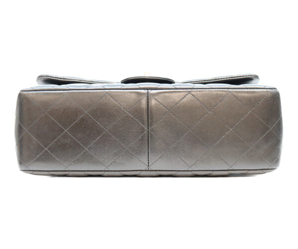 CHANEL シャネル 18番 A58600 黒 ラム シルバー金具 ダブルフラップ デカマトラッセ30 バッグ ショルダーバッグ
