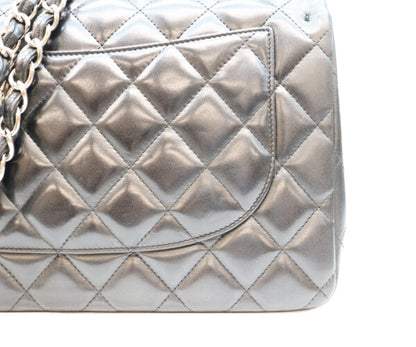 CHANEL シャネル 18番 A58600 黒 ラム シルバー金具 ダブルフラップ デカマトラッセ30 バッグ ショルダーバッグ