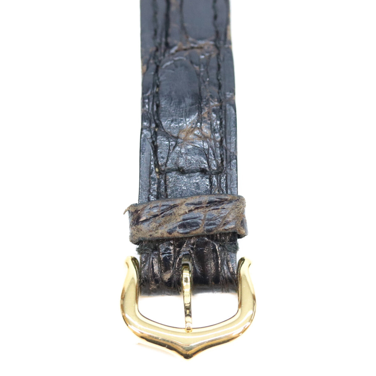 Cartier カルティエ 91年 925 マストコリゼヴェルメイユSM クロコ 黒飛びローマ文字盤 QZ 革 時計 腕時計