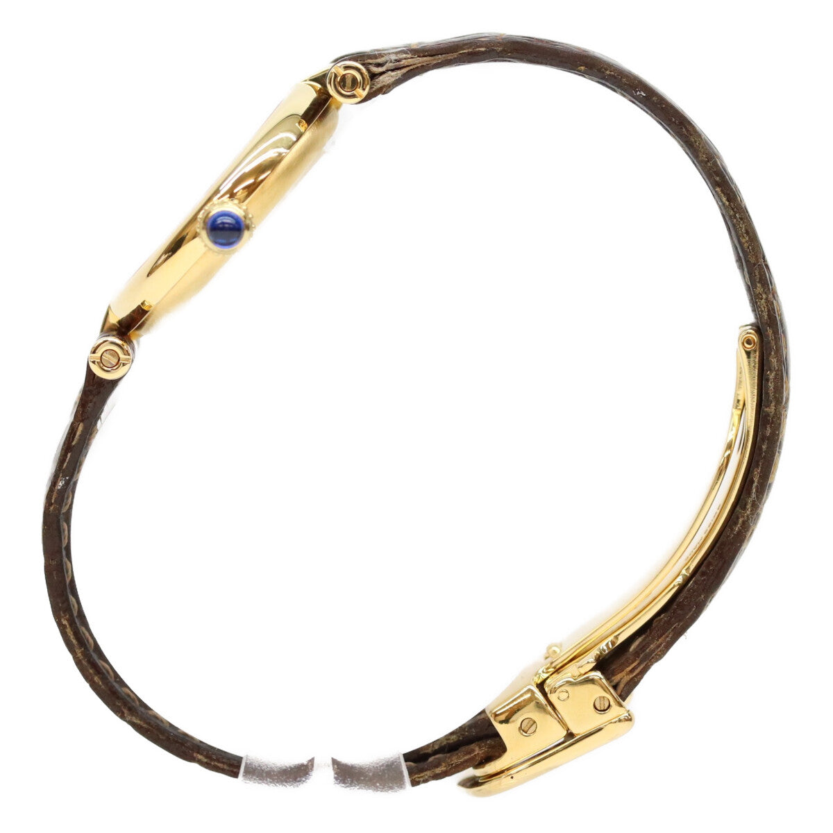 Cartier カルティエ 90s 925 マストヴァンドームヴェルメイユSM クロコ アイボリーローマ文字盤 革 QZ 時計 腕時計
