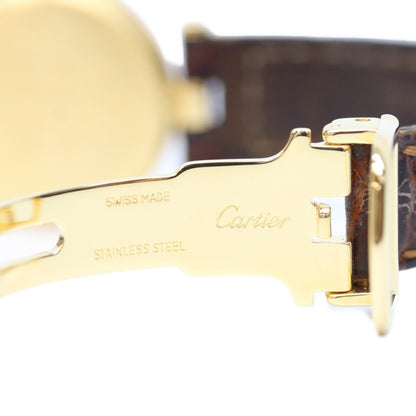 Cartier カルティエ 90s 925 マストヴァンドームヴェルメイユSM クロコ アイボリーローマ文字盤 革 QZ 時計 腕時計