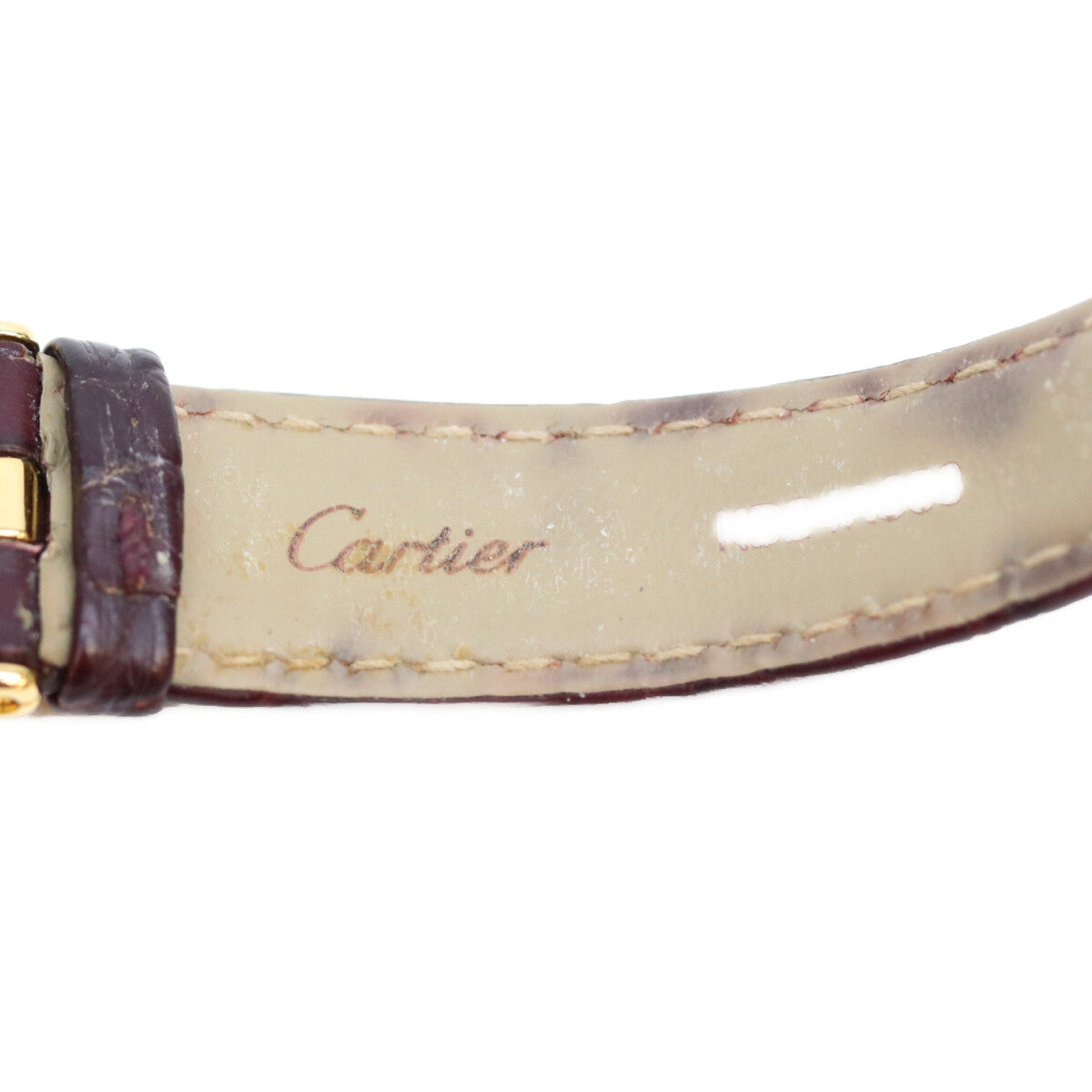 Cartier カルティエ 80-90s W1002353 925 マストヴァンドームSMヴェルメイユ クロコ アイボリー飛びローマ文字盤 QZ 革 時計 腕時計