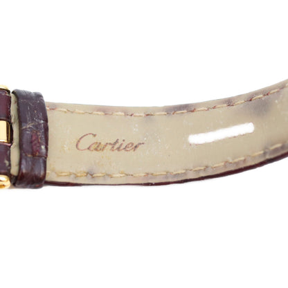 Cartier カルティエ 80-90s W1002353 925 マストヴァンドームSMヴェルメイユ クロコ アイボリー飛びローマ文字盤 QZ 革 時計 腕時計