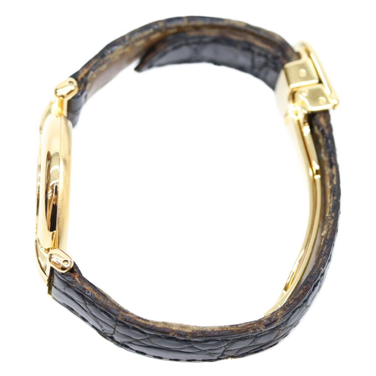 Cartier カルティエ 80-90s 925 マストコリゼSM ヴェルメイユ クロコ アイボリーローマ文字盤 QZ 時計 腕時計