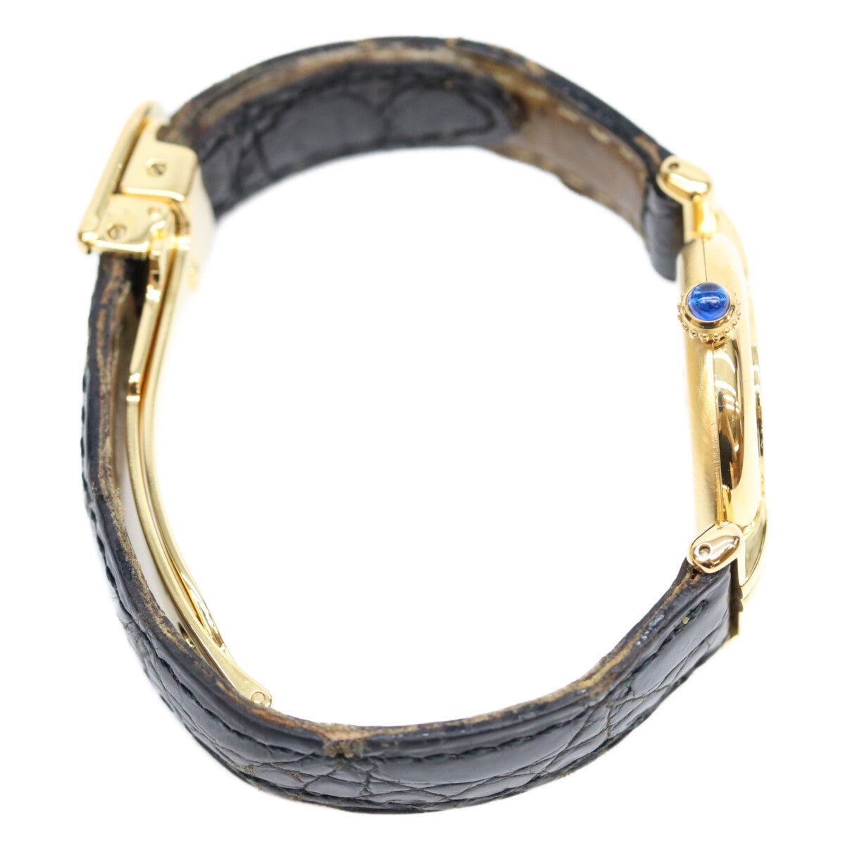 Cartier カルティエ 80-90s 925 マストコリゼSM ヴェルメイユ クロコ アイボリーローマ文字盤 QZ 時計 腕時計
