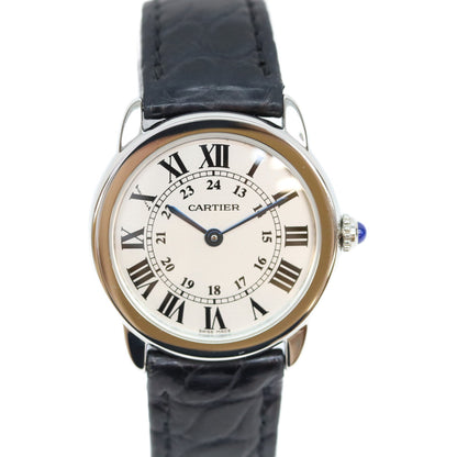Cartier カルティエ W6700155 SS ロンドソロSM クロコ シルバーローマ文字盤 QZ 時計 腕時計
