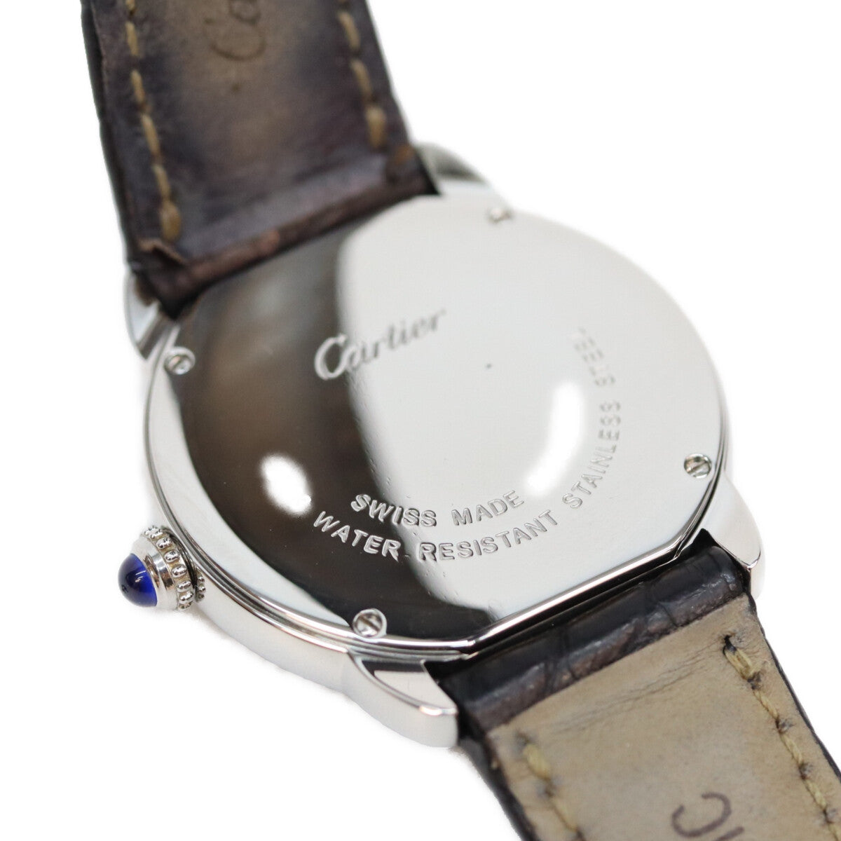 Cartier カルティエ W6700155 SS ロンドソロSM クロコ シルバーローマ文字盤 QZ 時計 腕時計