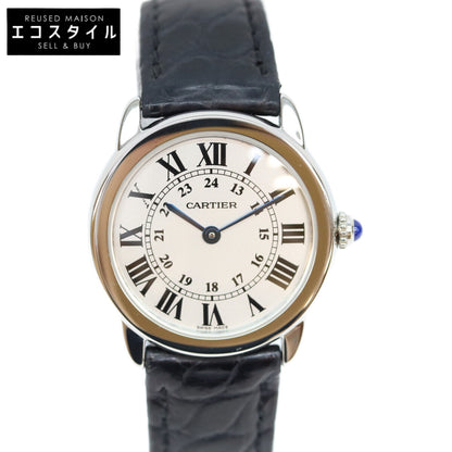 Cartier カルティエ W6700155 SS ロンドソロSM クロコ シルバーローマ文字盤 QZ 時計 腕時計