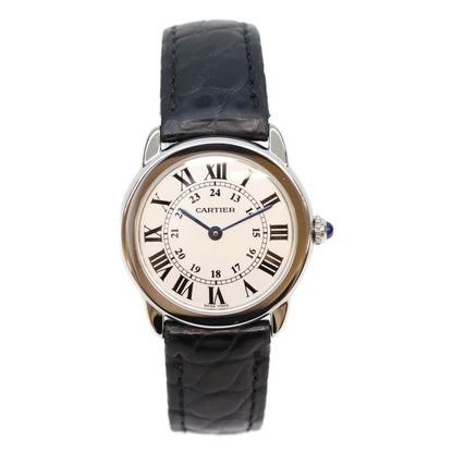 Cartier カルティエ W6700155 SS ロンドソロSM クロコ シルバーローマ文字盤 QZ 時計 腕時計