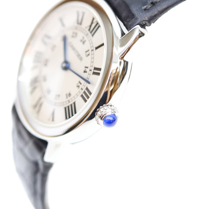 Cartier カルティエ W6700155 SS ロンドソロSM クロコ シルバーローマ文字盤 QZ 時計 腕時計