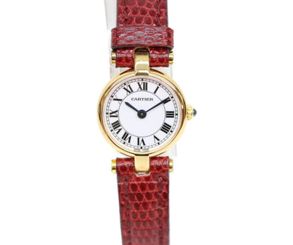 Cartier カルティエ 89年 750YG ヴァンドーム プチ ミニ 白ローマ文字盤 QZ 時計 腕時計