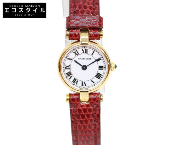 Cartier カルティエ 89年 750YG ヴァンドーム プチ ミニ 白ローマ文字盤 QZ 時計 腕時計