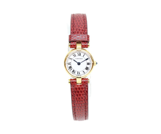 Cartier カルティエ 89年 750YG ヴァンドーム プチ ミニ 白ローマ文字盤 QZ 時計 腕時計