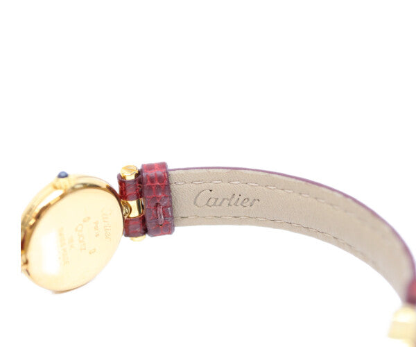 Cartier カルティエ 89年 750YG ヴァンドーム プチ ミニ 白ローマ文字盤 QZ 時計 腕時計