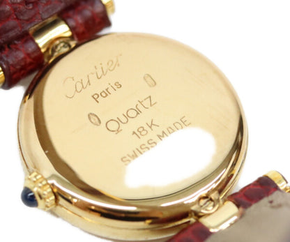 Cartier カルティエ 89年 750YG ヴァンドーム プチ ミニ 白ローマ文字盤 QZ 時計 腕時計
