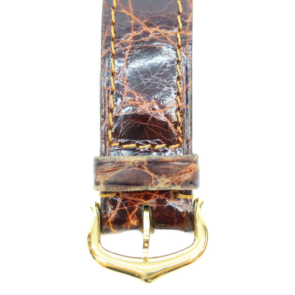 Cartier カルティエ 80-90s W1003053 925 マストタンクSMヴェルメイユ クロコ ストレートローマ文字盤 QZ 時計 腕時計