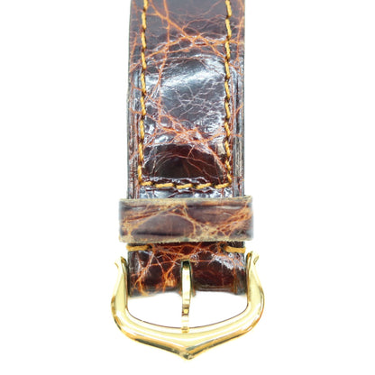 Cartier カルティエ 80-90s W1003053 925 マストタンクSMヴェルメイユ クロコ ストレートローマ文字盤 QZ 時計 腕時計