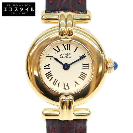 Cartier カルティエ 92年 925 マストコリゼSM ヴェルメイユ アイボリーローマ文字盤 QZ 時計 腕時計