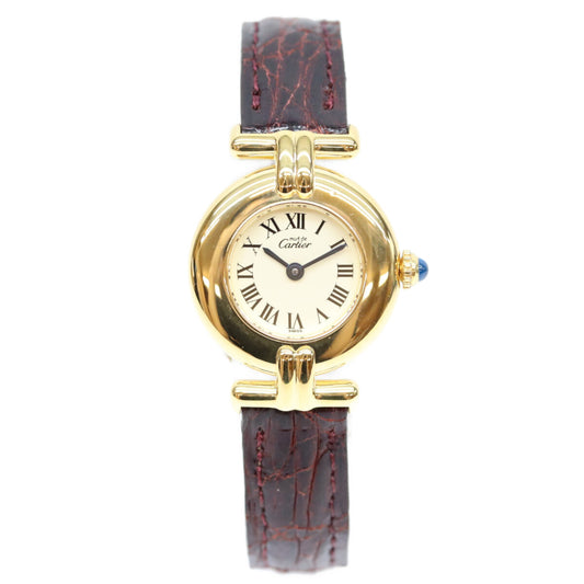 Cartier カルティエ 92年 925 マストコリゼSM ヴェルメイユ アイボリーローマ文字盤 QZ 時計 腕時計