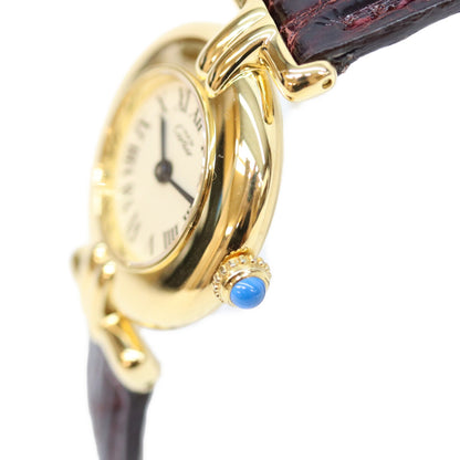 Cartier カルティエ 92年 925 マストコリゼSM ヴェルメイユ アイボリーローマ文字盤 QZ 時計 腕時計