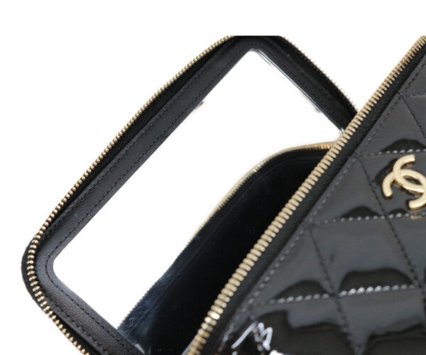 CHANEL シャネル 黒 パテント ゴールド金具 トップハンドル バニティ 2WAYショルダーバッグ ショルダーバッグ