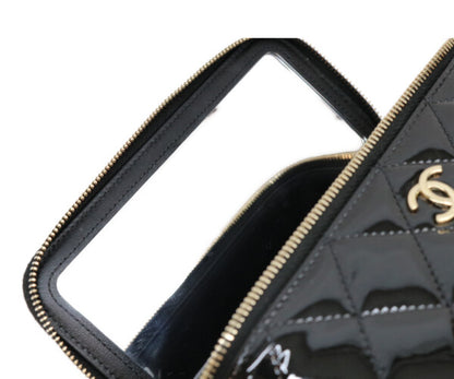 CHANEL シャネル 黒 パテント ゴールド金具 トップハンドル バニティ 2WAYショルダーバッグ ショルダーバッグ