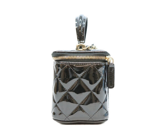 CHANEL シャネル 黒 パテント ゴールド金具 トップハンドル バニティ 2WAYショルダーバッグ ショルダーバッグ