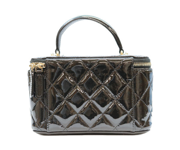 CHANEL シャネル 黒 パテント ゴールド金具 トップハンドル バニティ 2WAYショルダーバッグ ショルダーバッグ