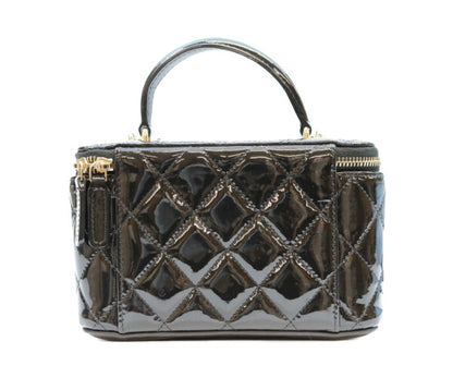 CHANEL シャネル 黒 パテント ゴールド金具 トップハンドル バニティ 2WAYショルダーバッグ ショルダーバッグ
