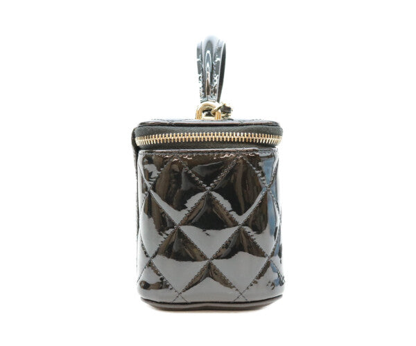 CHANEL シャネル 黒 パテント ゴールド金具 トップハンドル バニティ 2WAYショルダーバッグ ショルダーバッグ