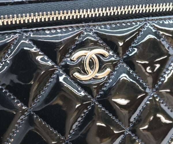 CHANEL シャネル 黒 パテント ゴールド金具 トップハンドル バニティ 2WAYショルダーバッグ ショルダーバッグ