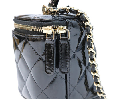 CHANEL シャネル 黒 パテント ゴールド金具 トップハンドル バニティ 2WAYショルダーバッグ ショルダーバッグ