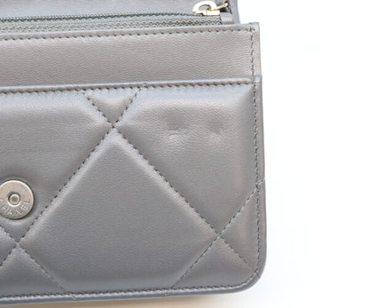 CHANEL シャネル AP0957 グレー ラム シャネル19 チェーンウォレット 財布 ショルダーバッグ